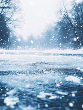 冬季雪地飄雪