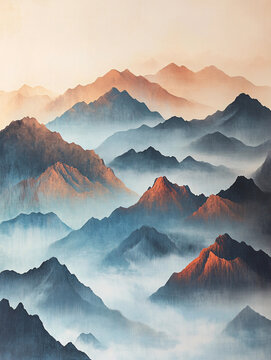 云霧山水畫現(xiàn)代山水畫