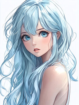藍(lán)色頭發(fā)女孩