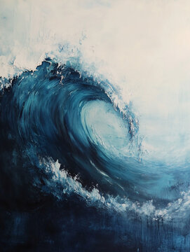 海浪油畫