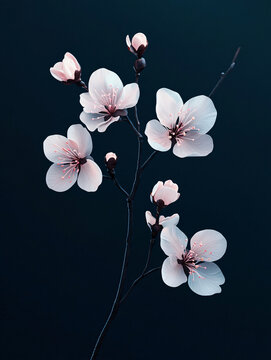 藍(lán)黑背景桃花