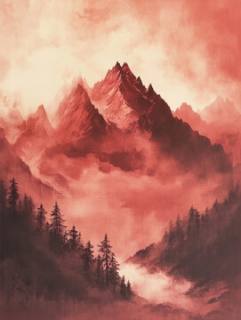 紅色的云山