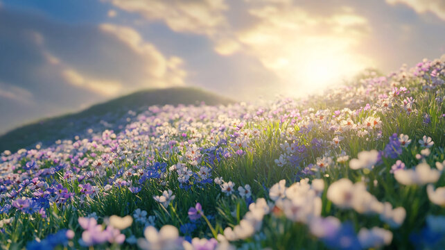 唯美夢幻花田場景