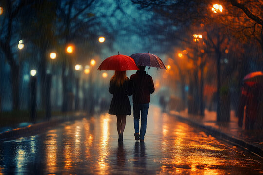 情侶雨中漫步
