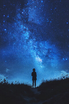 星空下的少女