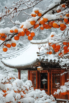雪壓柿子