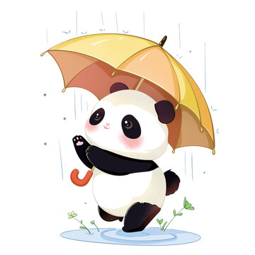撐傘的熊貓