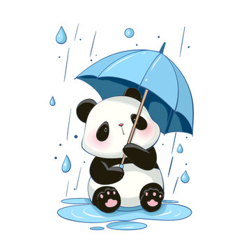 熊貓撐雨傘