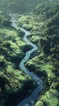 蜿蜒河道河谷