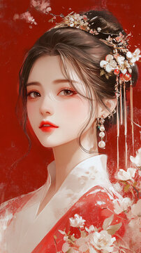 紅衣少女設計古風
