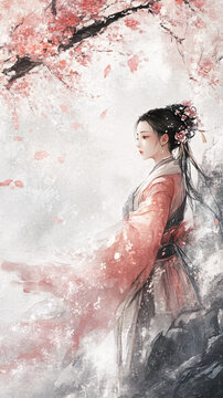 紅衣少女設(shè)計古風(fēng)