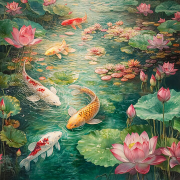 荷花錦鯉