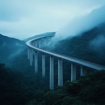 云霧繚繞大橋