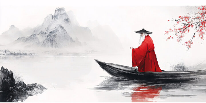 古風(fēng)人像水墨山水