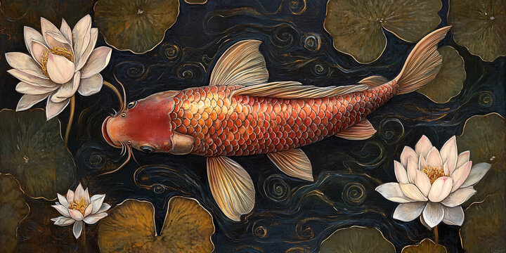 富貴鯉魚禪意