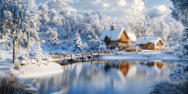 唯美冬日湖景
