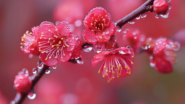 春雨潤紅梅