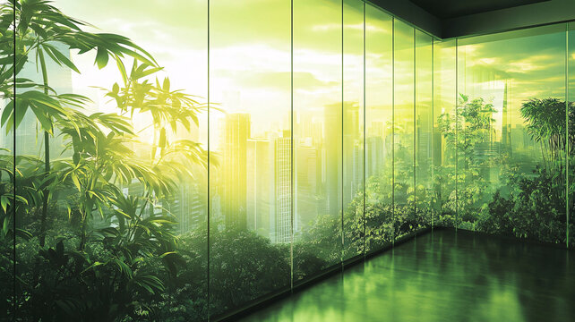 窗外竹景茂密竹林