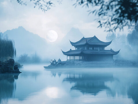 山水樓閣雅致意境風(fēng)