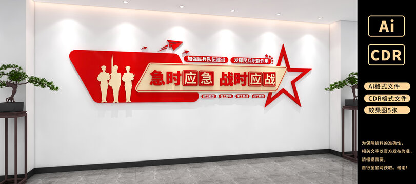 民兵文化墻急時應急戰(zhàn)時應戰(zhàn)標語