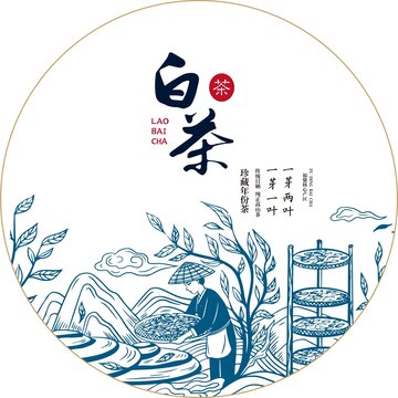 茶餅包裝插畫