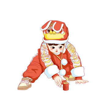 小朋友放鞭炮