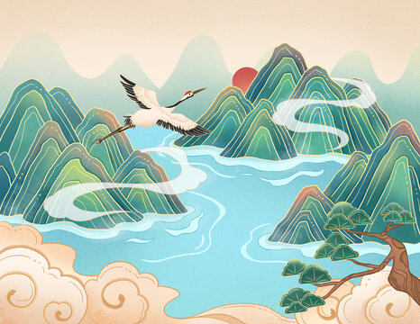 國(guó)潮山水圖