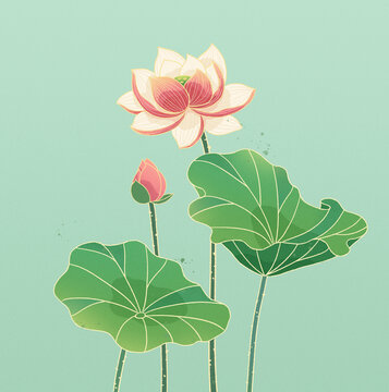 國(guó)風(fēng)荷花元素