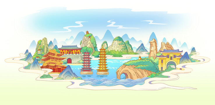 桂林城市插畫