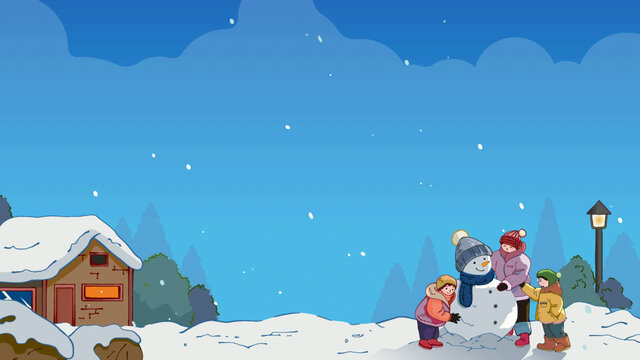 堆雪人背景夜晚