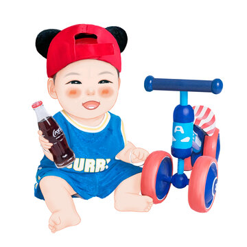 喝可樂(lè)的男孩全身像