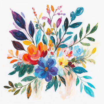 抽象油畫里的花卉奇幻域