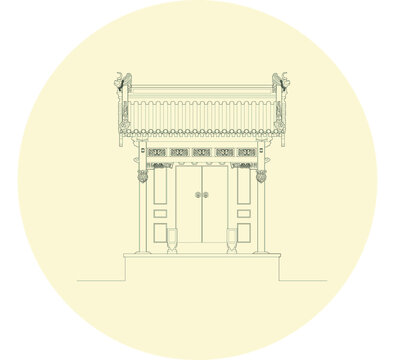 中式門頭線稿圖