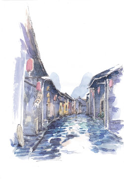 廣西賀州黃姚古鎮(zhèn)水彩