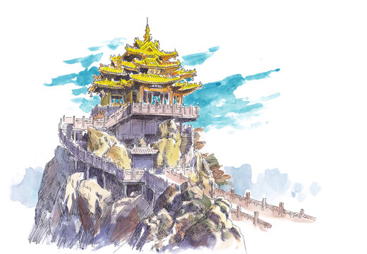 河南洛陽欒川老君山水彩