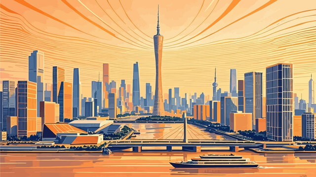 廣州城市地標(biāo)矢量插畫(huà)