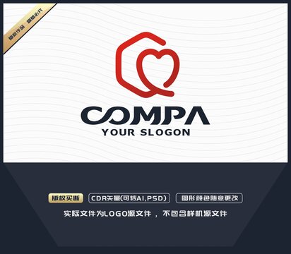 Q字母愛心LOGO設(shè)計(jì)