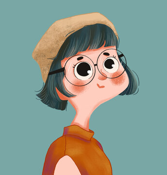 插畫女孩頭像兒插頭像