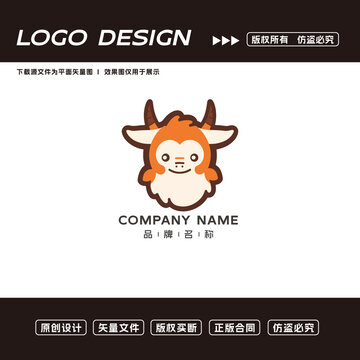 卡通牛logo標(biāo)志