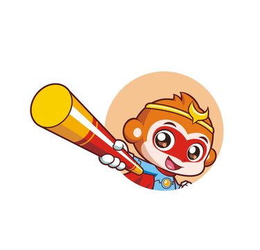 卡通可愛孫悟空頭像矢量圖