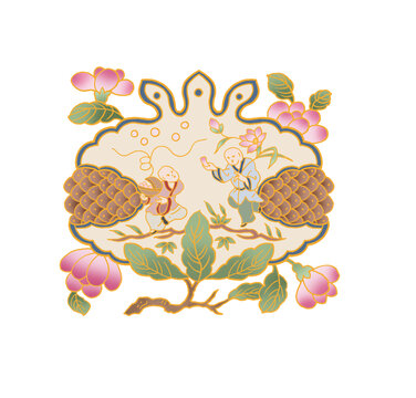 和合百子復(fù)原古典傳統(tǒng)吉祥刺繡圖案荷包掛件