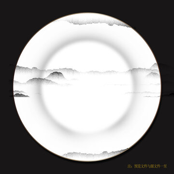 水墨山水餐具陶瓷花紙