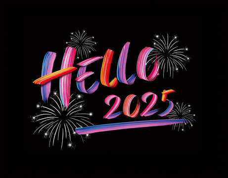 Hello2025油漆字體窗花靜電貼