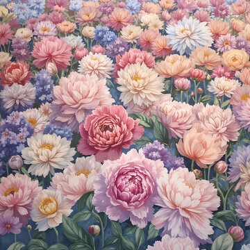 水彩中的牡丹花韻