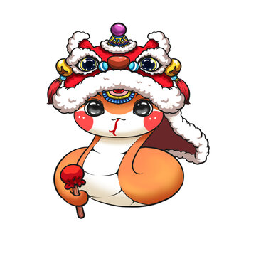 獅子頭手繪小蛇