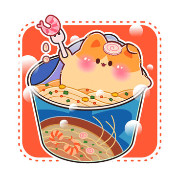 泡面卡通小動物插畫