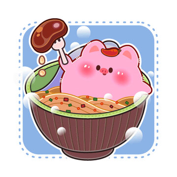 泡面卡通小動物插畫