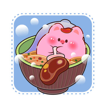泡面卡通小動物插畫