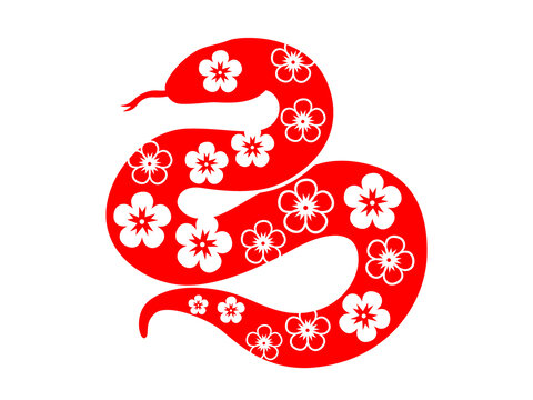 蛇年剪紙插畫