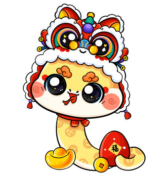 國潮新年之舞獅帽蛇